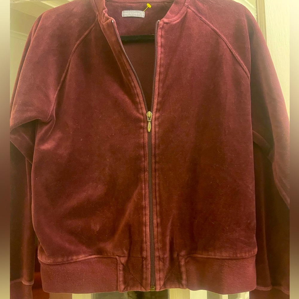 Velvet jogger jacket beautiful burgundy color 80% cotton